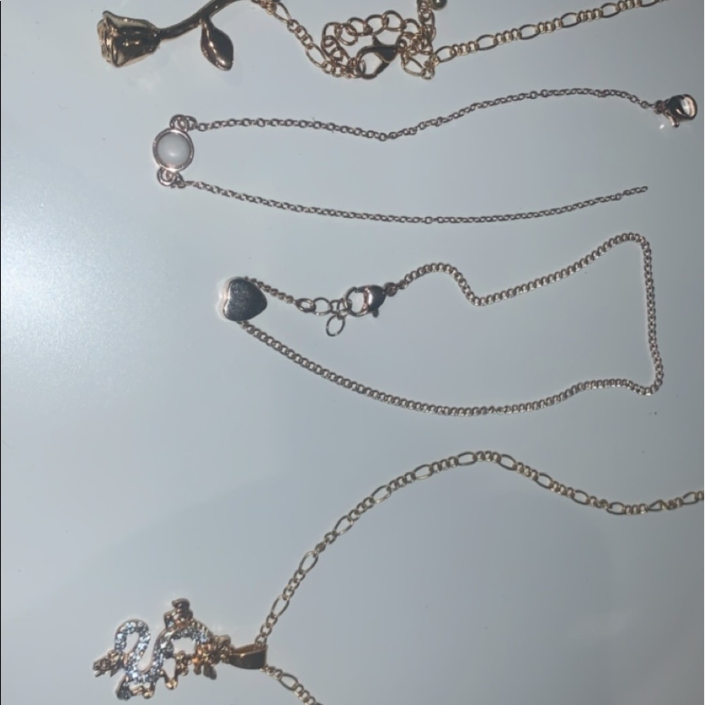 Gold necklace & anklet set